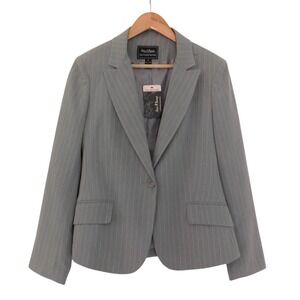 NEW Steve & Barrys Womens Uptown Blazer Pin Stripe Gray Lined Size Medium